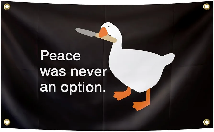 Peace was never an option Flag Duck Flag Fun Meme Banner 3x5Ft Tapestry Man Cave Wall Hanging For College Dorm Home Bedroom Living Room Dorm Decor