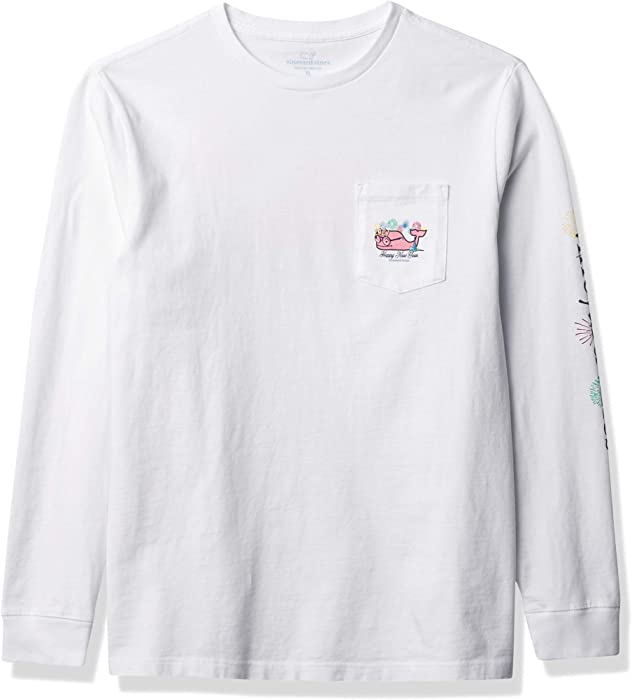 vineyard vines Kids Long-Sleeve 2021 New Years Party Glow Whale Pocket Tee