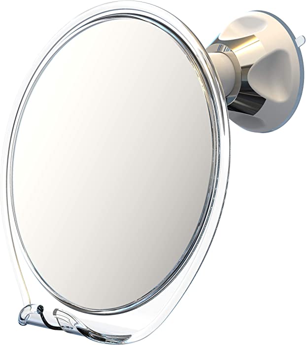 Luxo Shower Mirror, Shaving Mirror with a Razor Holder for Shower and Powerful Suction Cup - Shatterproof Shower Mirror fogless for Shaving, fogless Mirror for Shower and Tweezers (Clear)