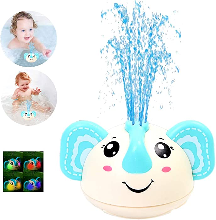 Baby Bath Toys,Bath toys,baby shower toys,elephant automatic water spray bath toys with LED lights, induction sprinkler bathtub children's toys boys and girls, baby toys bathtub toys(white Elephant)