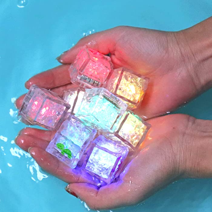 BARMI 8Pcs Kids Bathing Luminous Ice Cubes Cute Animal Print Colorful LED Light Toys,Perfect Child Intellectual Toy Gift Set