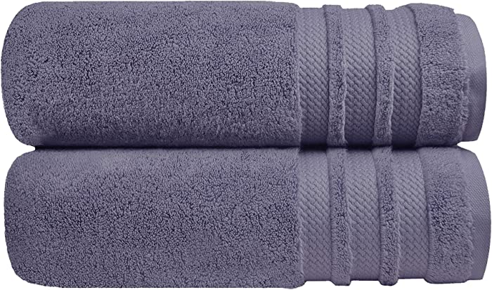 Trident Luxury Hotel Collection, Extra Large, 100% Cotton, Zero Twist, Towels, Super Soft, Extra Absorbent (Purple Ash, Bath Towel (2-Piece))