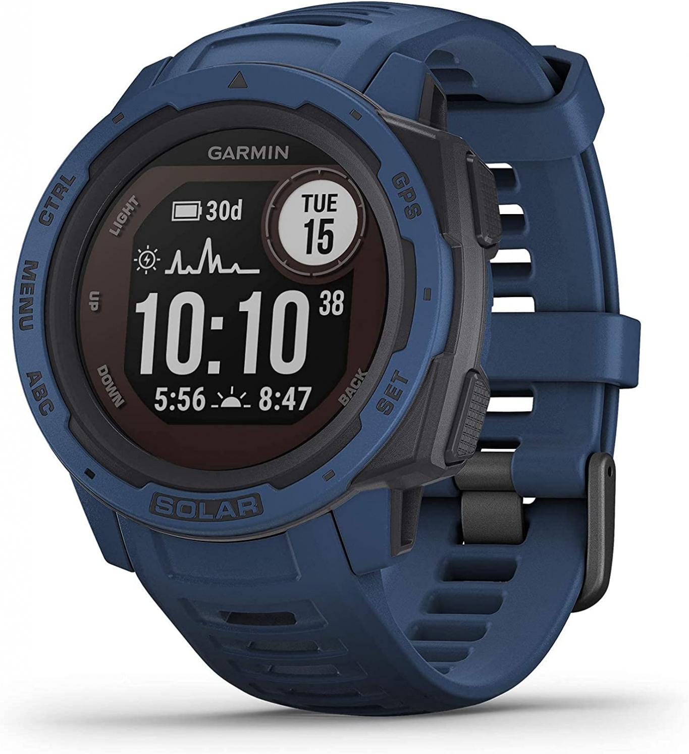 Garmin - Instinct Solar Rugged GPS Smartwatch 45mm - Tidal Blue (Renewed)