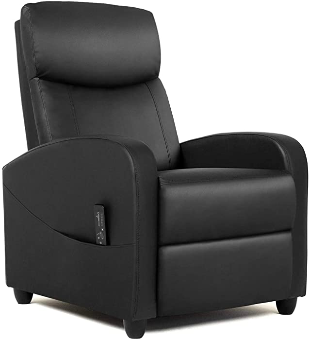 Massage Recliner Chair Living Room Chair Adjustable Home Theater Seating Winback Single Recliner Sofa Chair, Lazy Boy Recliner Padded Seat Pu Leather Push Back Recliners Armchair for Living Room