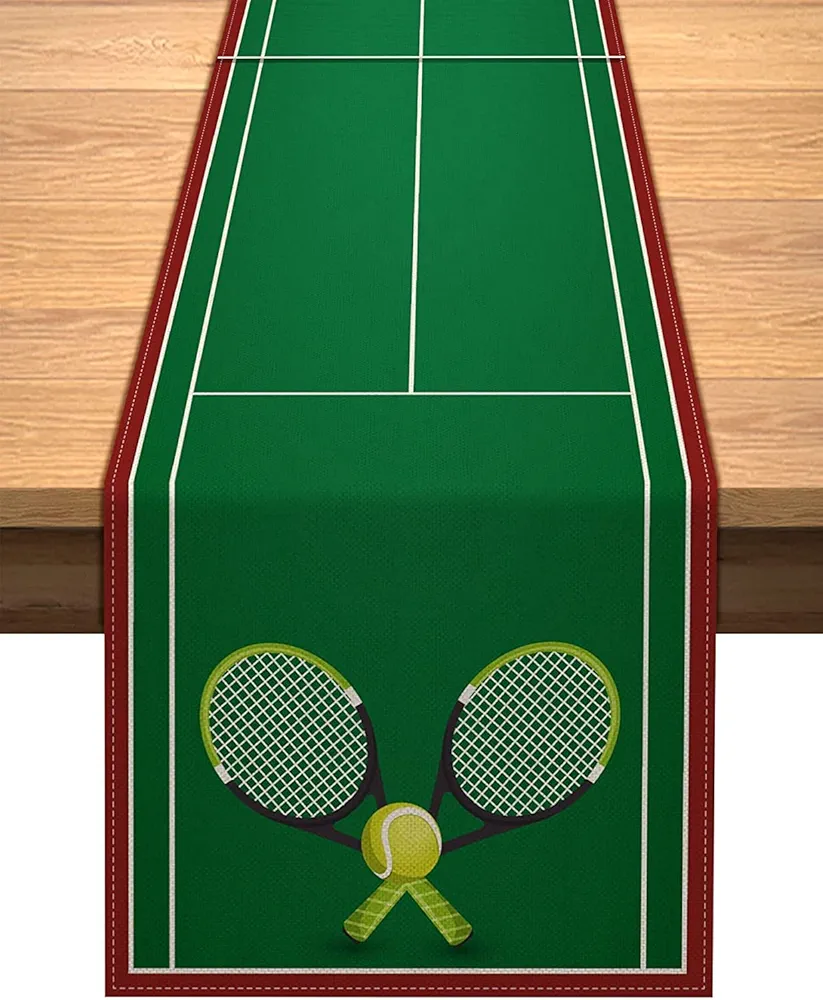 Vohado Tennis Court Table Runner for Tennis Themed Birthday Party Decoration Dining Room Kitchen Home Decor (13" x 90")