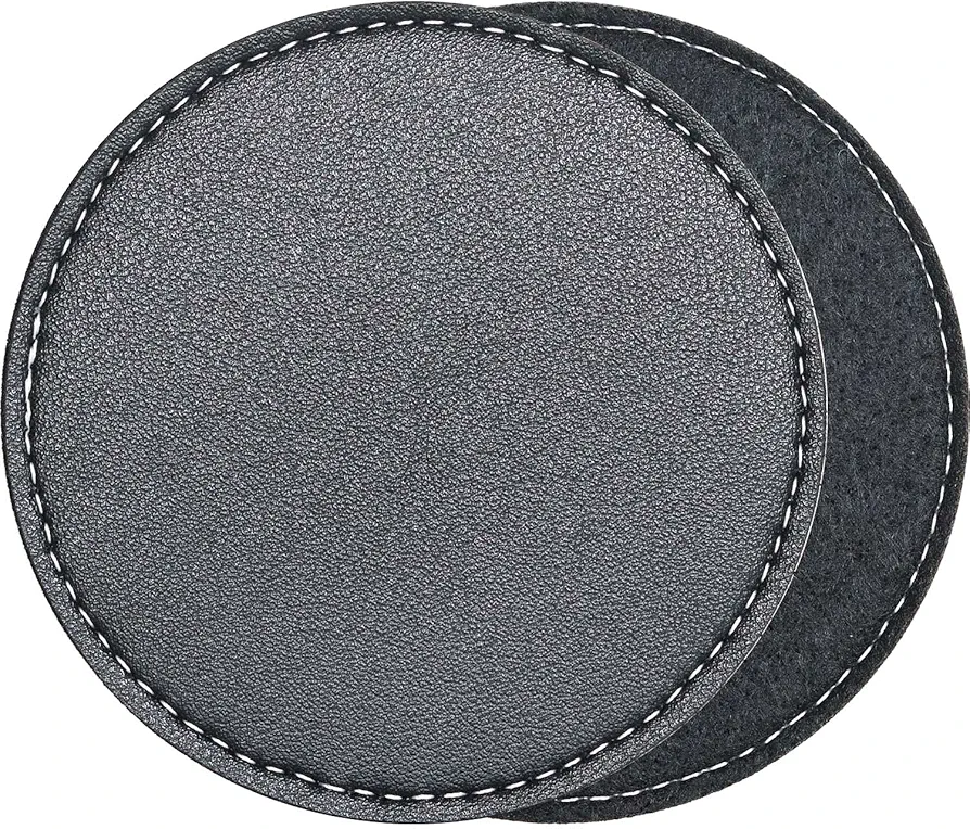 Leather/Felt Absorbent Coasters for Drinks with Holder, Set of 6 Black Coaster, Felt Absorbing, Leather Decorative, Non-Slip, Heat Insulation, Non-Stick, Housewarming Gift, Home Kitchen Room Bar Décor