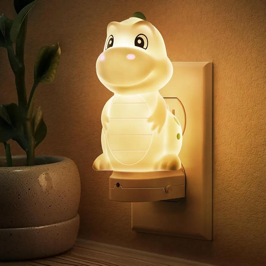 L LOHAS LED Night Light for Kids, 3D Dinosaur Night Light Plug in, Dusk to Dawn Nursery Night Lights, RGB+Soft White 3000K, 3 Lighting Modes, Room Decor, Children