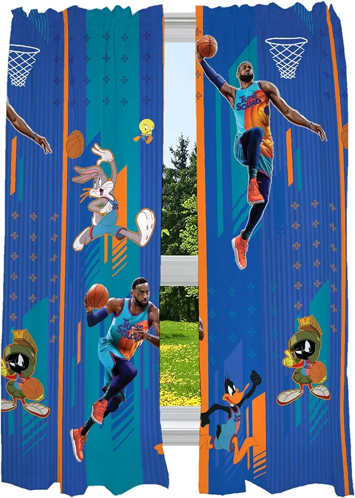 Franco Kids Room Window Curtain Panels Drapes Set, 82 in x 63 in, Space Jam 2 A New Legacy