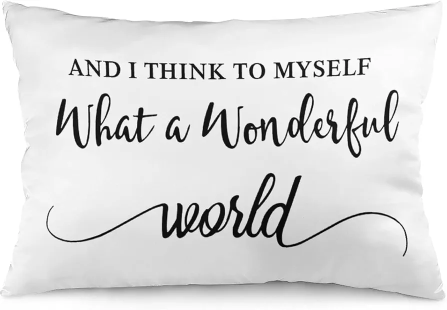 and I Think to Myself What A Wonderful World Zipped Throw Pillow Covers 12"x20" Decorative Rectangle Cushion Cover with Saying Pillow Cases for Living Room Bedroom Couch Sofa Chair Home Décor