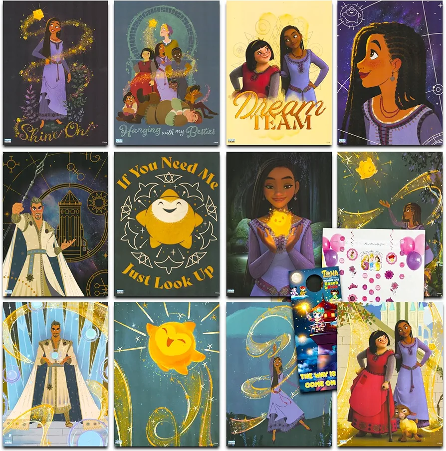 Disney Wish Poster Book for Kids - Bundle Includes 12 Disney Wish Posters for Girls Room, Disney Decorations, and More | Disney Wish Room Decor for Girls