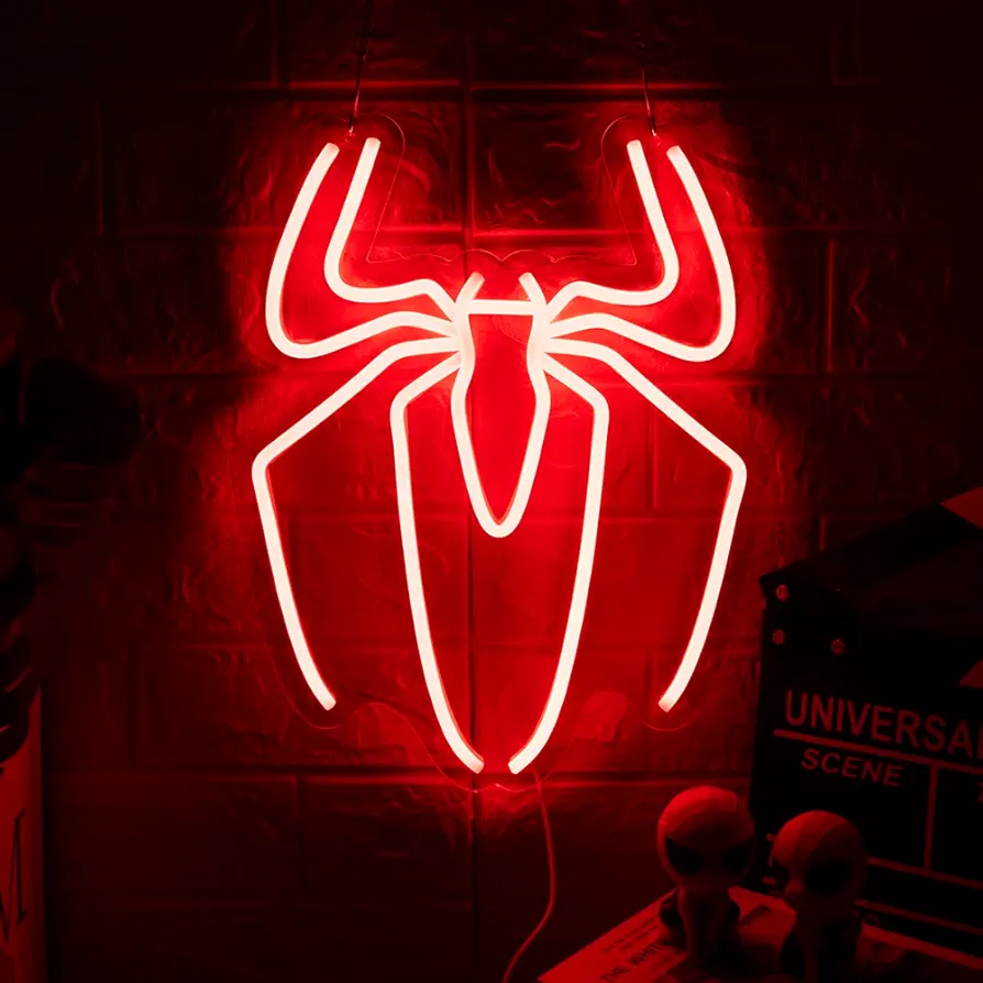 Spider Anime Neon Sign Led Light Up Sign For Game Room Man Cave Bar Kids Bedroom Wall Decor Fun Christmas Birthday Gift For for your Son Boyfriend him