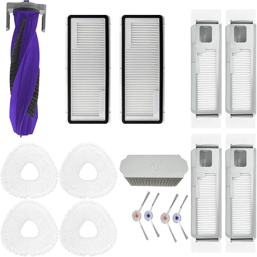 Accessories Replacement for NARWAL Freo X Ultra Robot Cleaner Vacuum Accessories Set 1X MainBrush 2X Filters 4X Moppads 4X SideBrushes 4X Dustbags 1X Silver ion Module