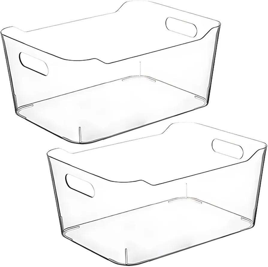 Clear Extra Large Plastic Storage Bins, Pantry Organizers and Storage Containers Fridge Organizer Bins for Organizing Home, Kitchen Organization Under Sink Bathroom Refrigerator Freezer Laundry Room