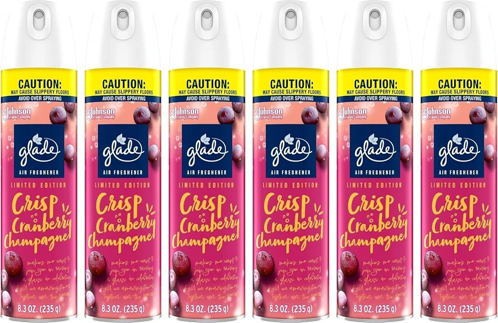 Glade Air Freshener Room Spray, Crisp Cranberry Champagne, 8.3 oz, 6 Count