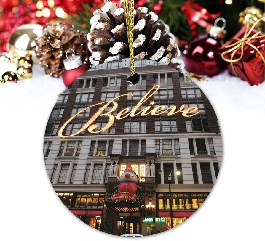 Ceramic Ornament Macy's at Christmas Keepsake Ornaments 2022 Believe Holiday Hanging Keepsake Ornament Personalized Ornaments Christmas Ornaments Souvenir Gift