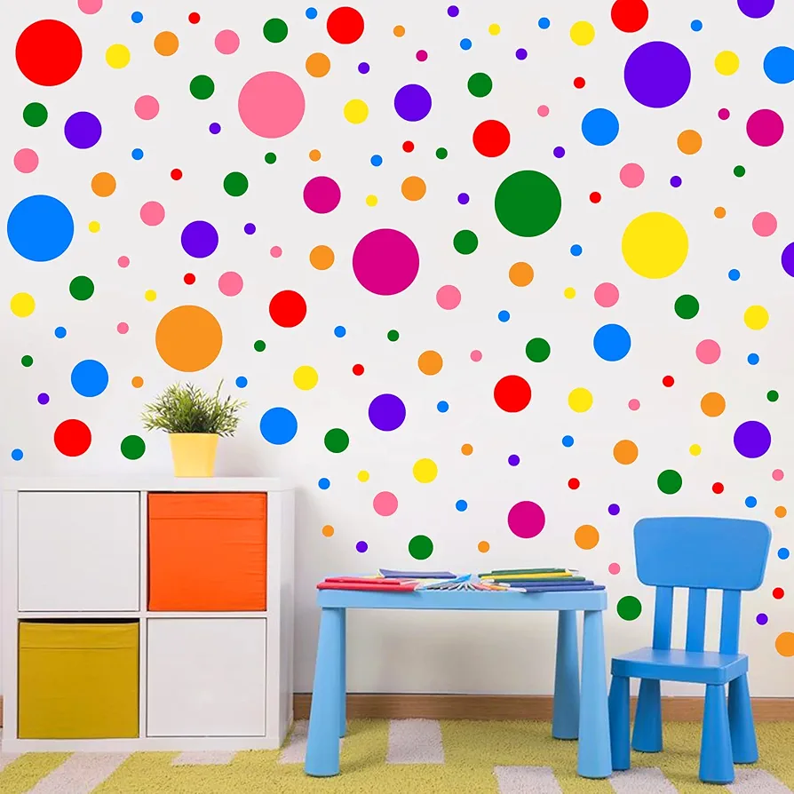 1240Pcs Polka Dot Wall Decals Colorful Boho Wall Decal Peel and Stick Kids Wall Decals Removable Round Circle Rainbow Wall Stickers for Girls Baby Playroom Nursery Classroom Bedroom Living Room Decor