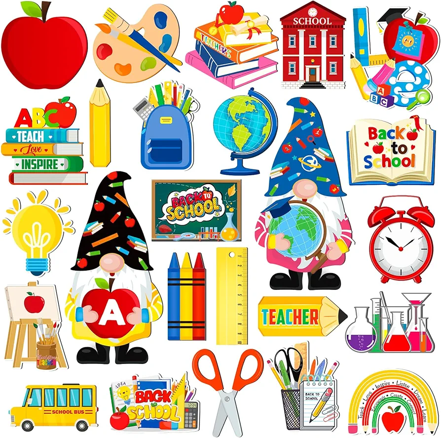 25 Pcs Back to School Fridge Magnetic Stickers for Bulletin Board Books Bags Refrigerator Magnet for Whiteboard Teacher School Bus Magnetic Stickers for Car Classroom Whiteboard Birthday Gift