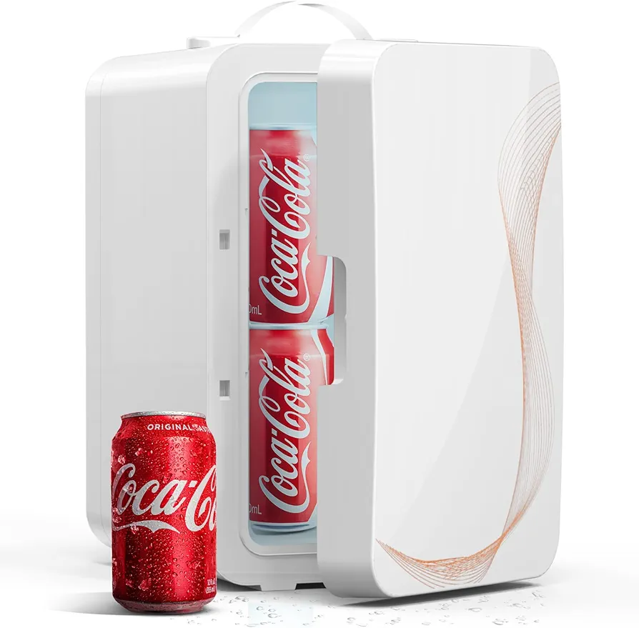 Mini Fridge for Bedroom Skincare Fridge 6L/8 Cans Small Refrigerator Compact Refrigerator 110V AC/12V DC Portable Cooler and Warmer for Skin Care Cosmetic Beverages Drinks, Office Dorm and Car