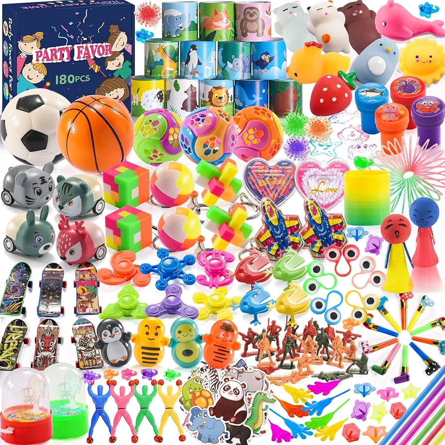 180 PCS Party Favor for Kids 4-8-12, Treasure Chest for Kids Prizes, Goodie Bag Stuffers Pinata Fillers 3-5, Classroom Bulk Small Prizes Box Toys, Birthday Party Gifts Bag Toy for Boys Girls 6-8