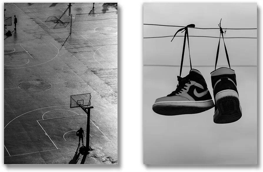 Generic Sneaker Posters (UNFRAMED 12 x 16 Set of 2) Hypebeast Wall Art Shoe Decor Sneakerhead Room Decor Air AJ Teen Boy Room Girl Room Wall Art Prints - Basketball Court