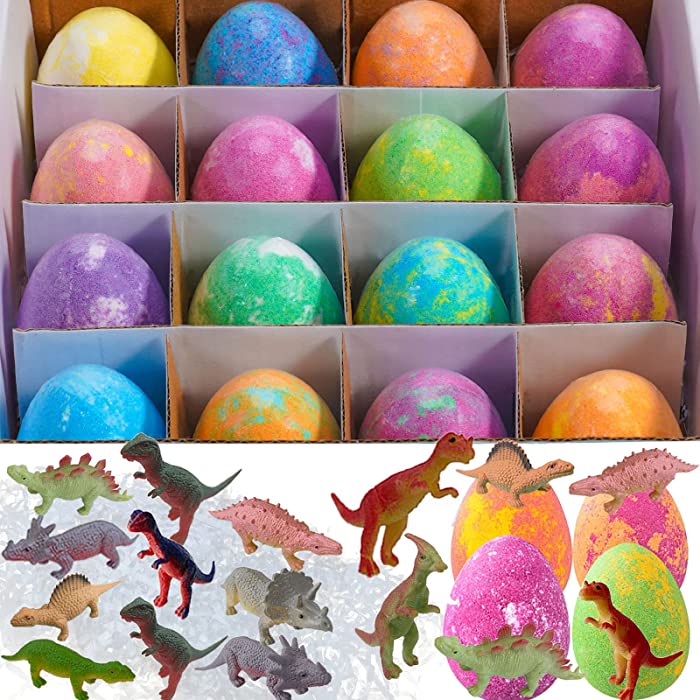 Bath Bombs for Kids with Toys Inside Surprise - Dino Egg Bath Bombs for Kids, 16 Pack Kids Bath Bomb Bubble Bath Fizzies Vegan Essential Oil Spa Bathbombs for Girls Boys Women Skin Moisturize