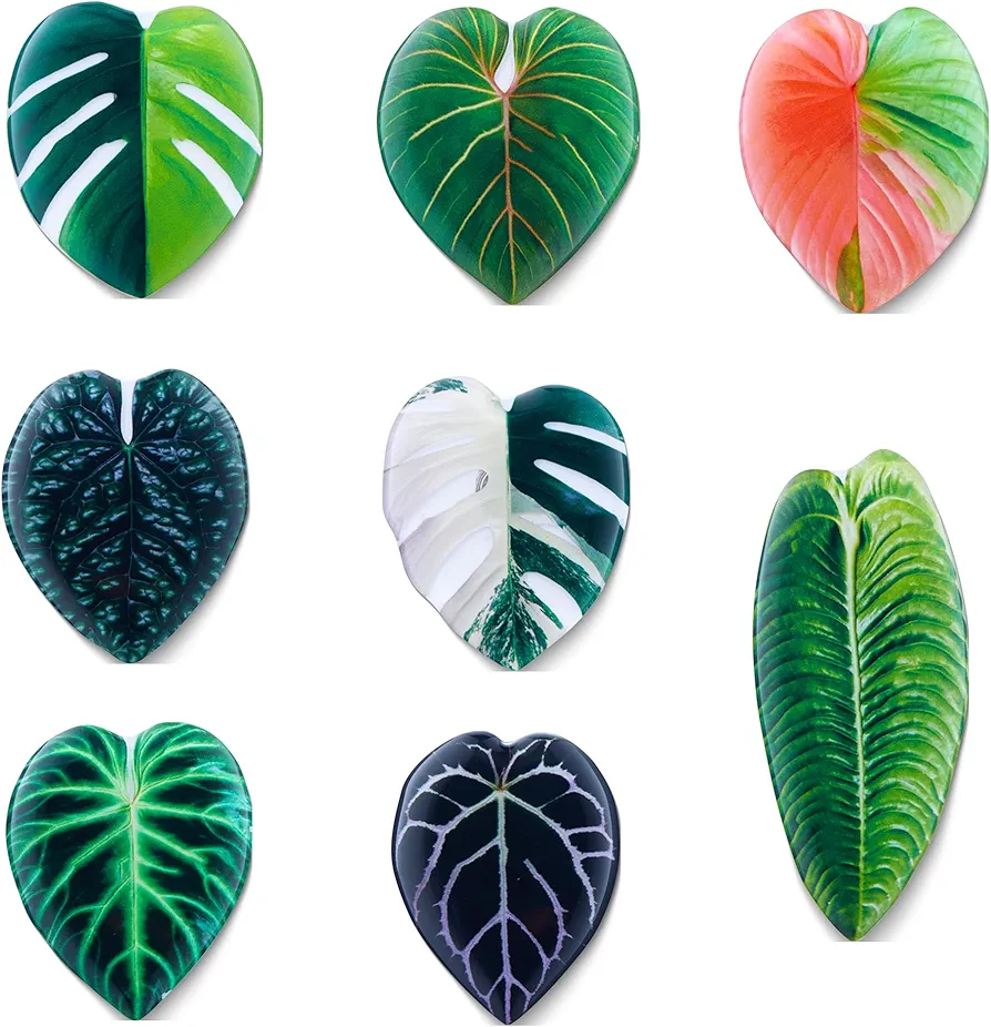 Decorative Leaf Shaped Magnets for Home, Set of 8, Living Room, Kitchen, Bedroom Decor (8)