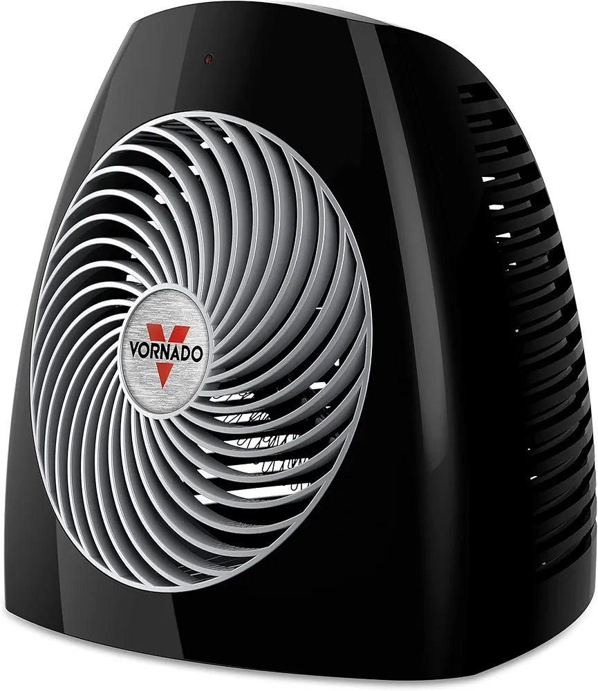 Vornado MVH Space Heater with 3 Heat Settings, Adjustable Thermostat, Tip-Over Protection, Auto Safety Shut-Off System, Indoor Use, Whole Room, Black