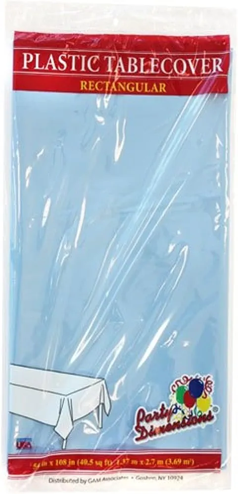 Party Dimensions Light Blue Solid Rectangular Plastic Table Cover | 54" x 108" 1 Pc