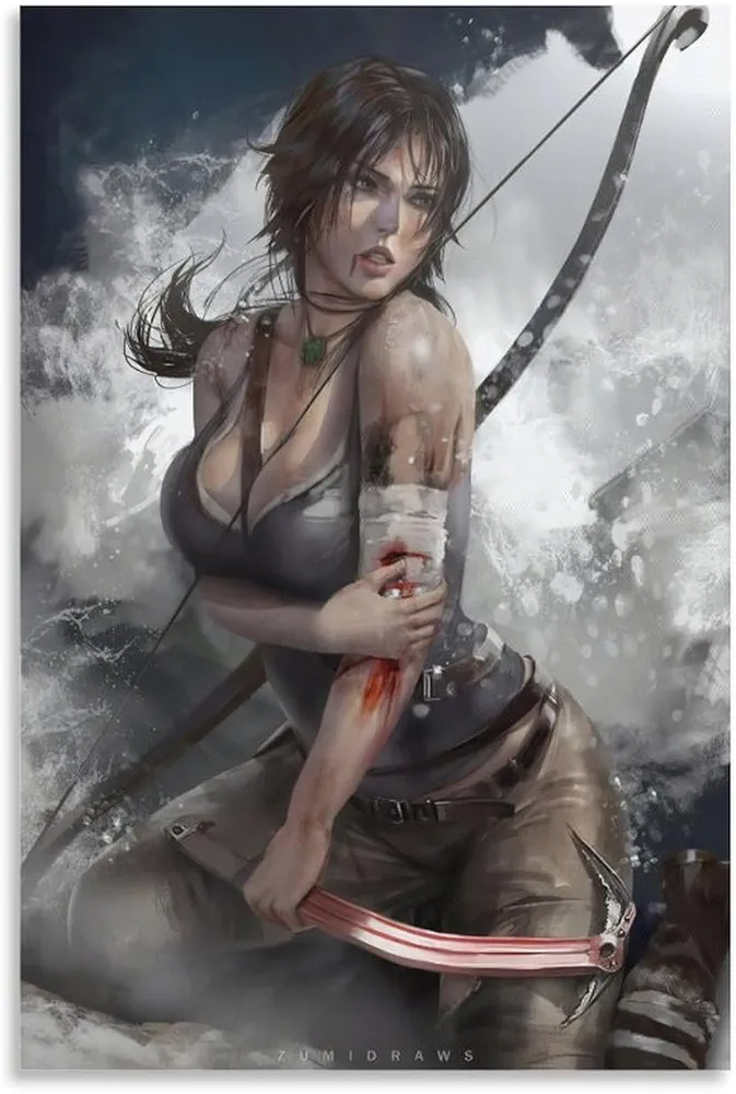 Lara Croft Poster Sexy Anime Uncensored Sexy Anime Figures +18 Uncensored Poster Canvas Wall Art PosCanvas Painting Wall Art Poster for Bedroom Living Room Decor 16x24inch(40x60cm) Unframe-style