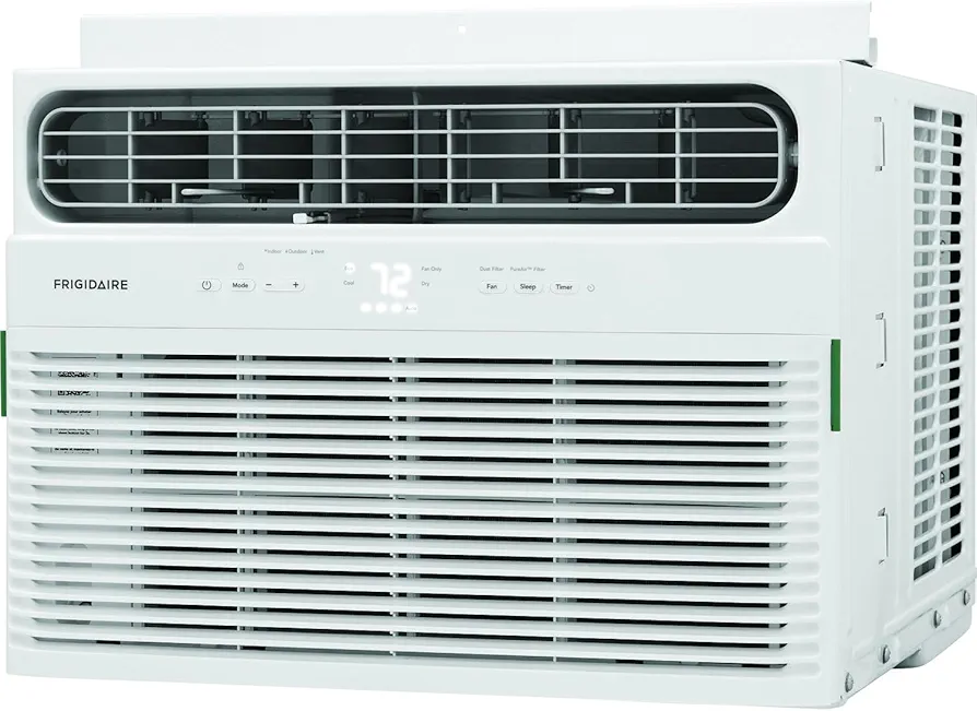 Frigidaire 12,000 BTU Window Air Conditioner & Dehumidifier, 115V, Cools up to 550 Sq. Ft. for Apartment, Dorm Room & Small/Medium Rooms, with Remote Control, Programmable Timer, and Sleep Mode, White