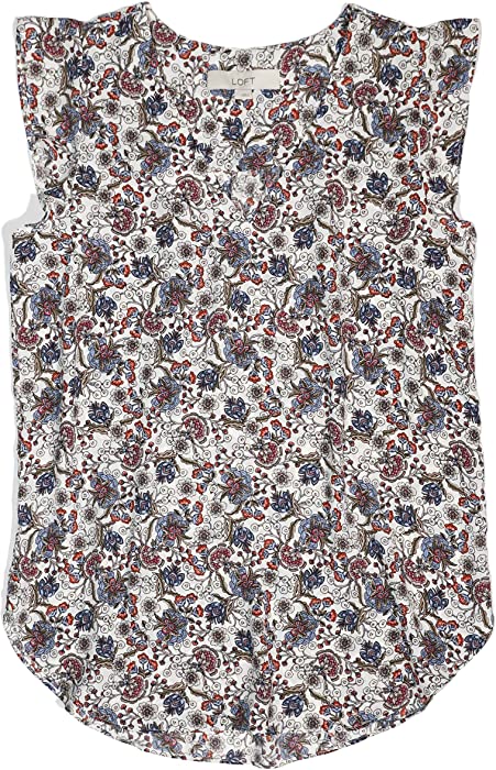 Ann Taylor LOFT Women's Regular and Petite V-Neck Flutter Tank Blouse