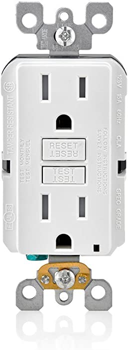 Leviton GFTR1-3W SmarTest Self-Test SmartlockPro Slim GFCI Tamper-Resistant Receptacle with LED Indicator (3 Pack), White