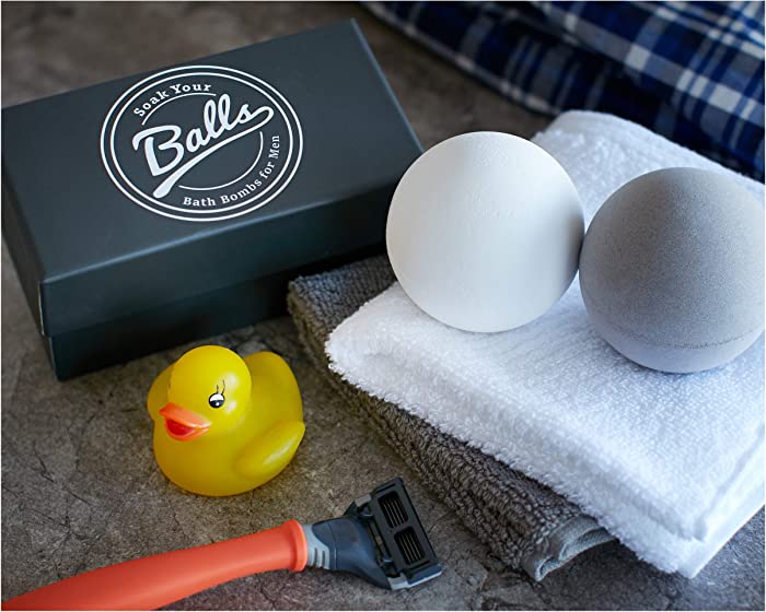 Jumbo Men's Bath Bombs Set of 2 by SOAK Your Balls, Premium Gifts for Men, Women, Boys - Men's Gifts?