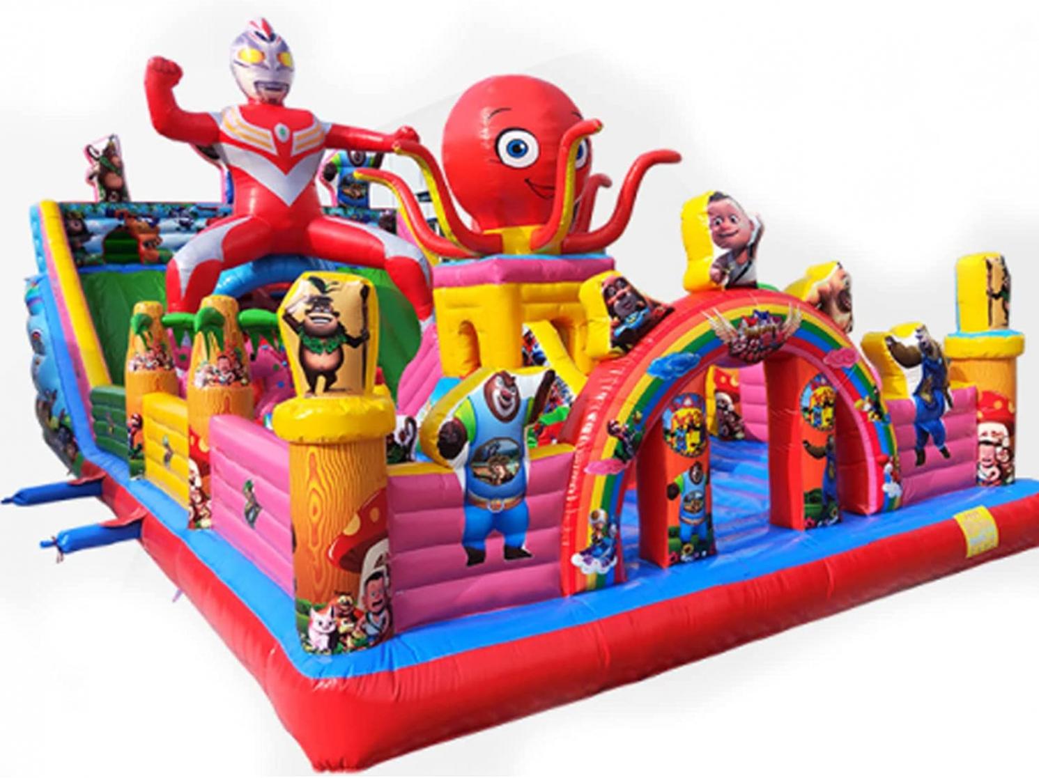 Outdoor inflatable bounce house/outdoor large bouncy castle/stand artifact/children's trampoline bed outdoor game equipment/without blower (Ultraman bouncy castle)