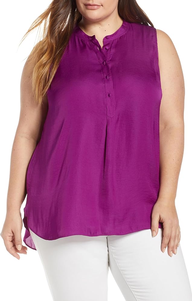 Vince Camuto Rumple Satin Henley Tunic