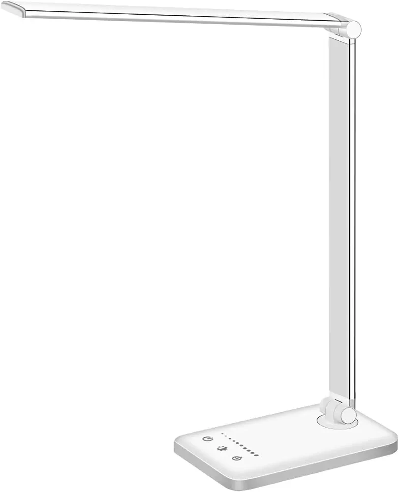 LED Desk Lamp Dimmable Table Lamp Reading Lamp with USB Charging Port, 5 Lighting Modes, Sensitive Control, 30/60 Minutes Auto-Off Timer, Eye-Caring Office Lamp