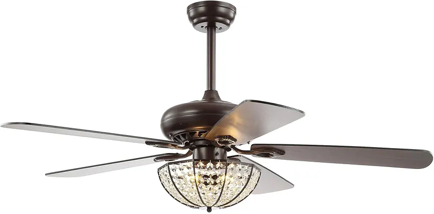 JONATHAN Y JYL9702A Joanna 52" 3-Light Bronze Crystal LED Ceiling Fan with Remote, Classic, Glam, Traditional, Transitional, Office, Living Room, Family Room, Dining Room, Bedroom, Oil Rubbed Bronze