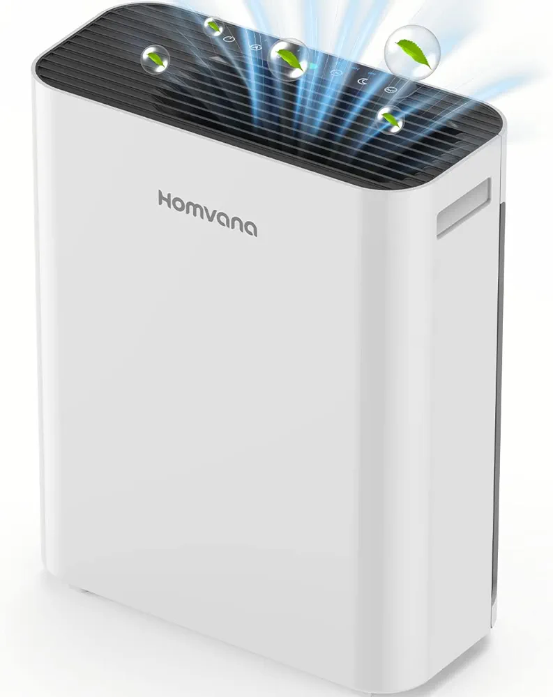 Homvana Air Purifier for Home Larger Room Bedroom, H13 True HEPA Air Filter Purifiers Cleaner, with Auto Mode, Quality Indicator, SilentAir Tech, Ozone Free for Pets Allergies Smokers Dust Pollen etc