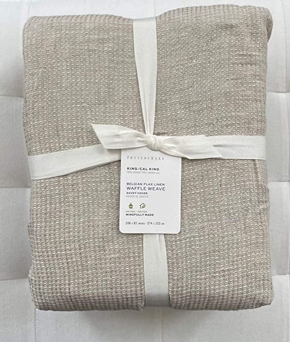 Pottery Barn Belgian Flax Linen Waffle Duvet Cover King/California King ~Flax~