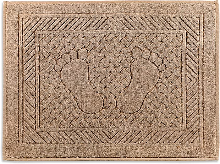 Bath Rug Bathroom Floor Mats - Washable Bathtub Shower Sink Floor Towels - 100% Turkish Cotton Bathmat Foot Towels (Brown)