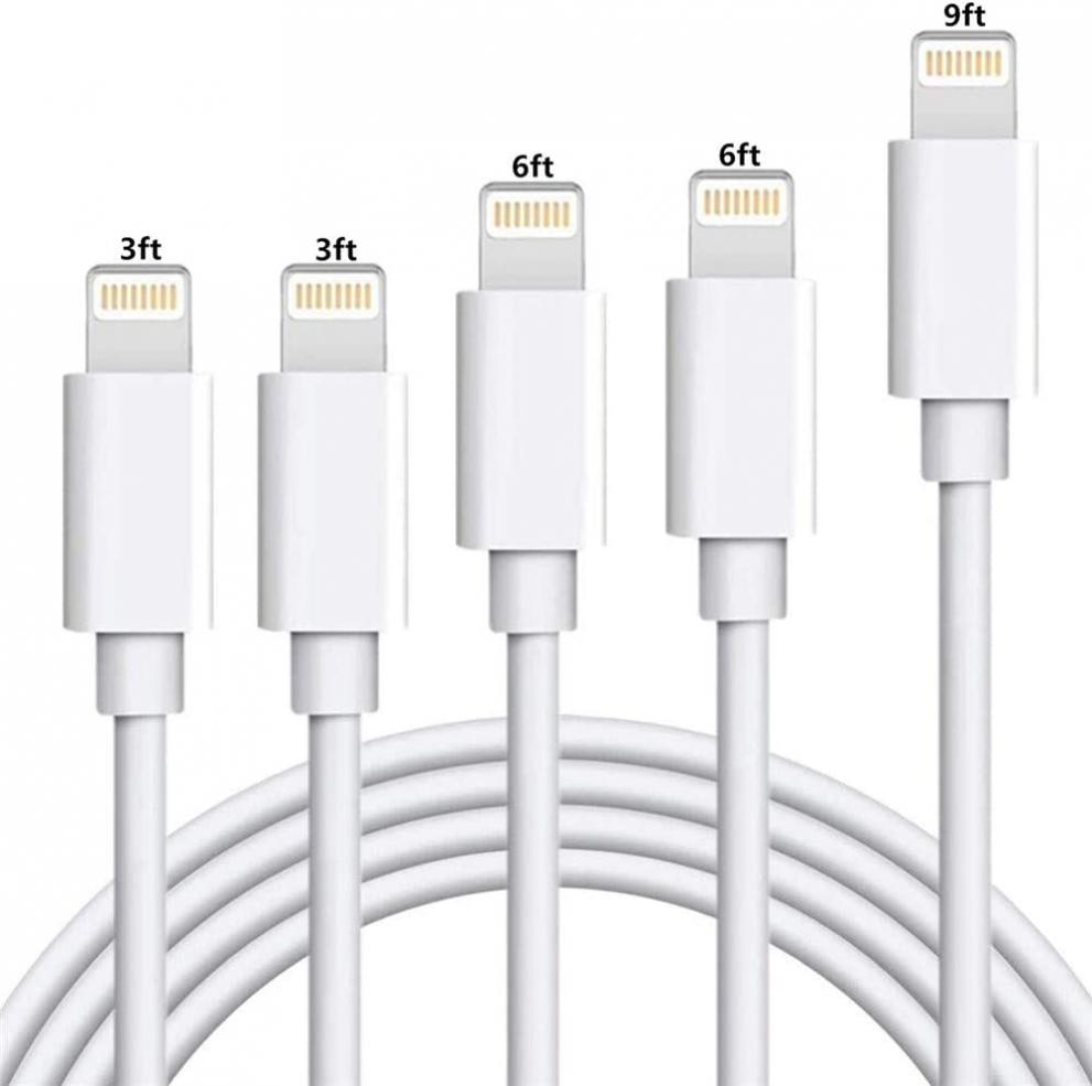 iPhone Charger Cable SHARLLEN 5Pack(3ft/3ft/6ft/6ft/9ft) USB Fast Long iPhone Charging Cords Compatible iPhone 11/XS/Max/XR/X/8/8P/7/7P/6/6S/iPad/iPod/IOS (White)