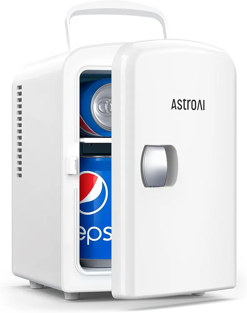 AstroAI Mini Fridge, 4 Liter/6 Can AC/DC Portable Thermoelectric Cooler Refrigerators for Skincare, Beverage, Home, Office and Car, ETL Listed (White