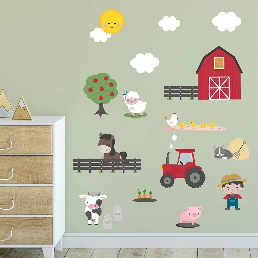 Farm Life Decals - Easy-to-Apply & Removable Wall Stickers: Transform Your Room with Durable, Vibrant Peel-and-Stick Art Decor – Kids' Wall Decals: Inspiring Children's Rooms