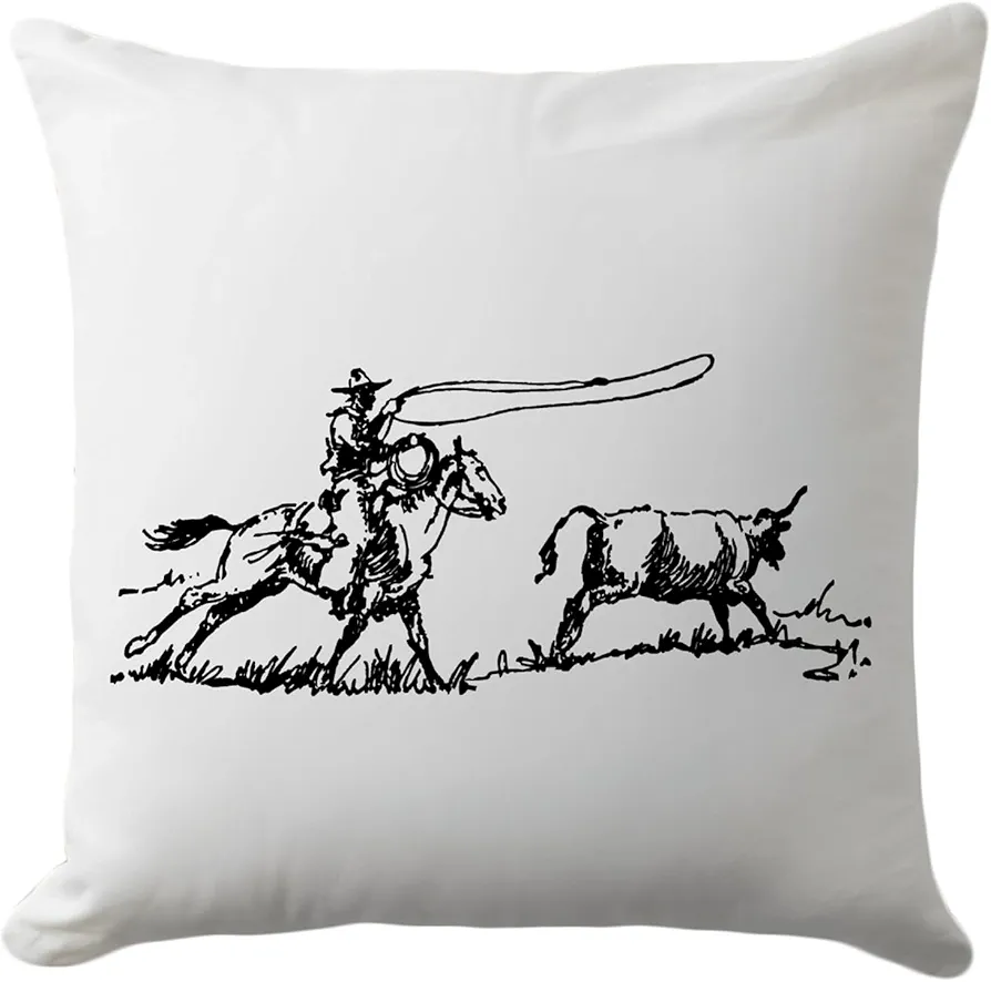 Western Pillows Covers 18x18 Inch - Rodeo Cowboy Themed Throw Pillowcase, Durable Decorative Cushion Cover for Rustic Home Decor, Living Room, and Bedroom Accessories