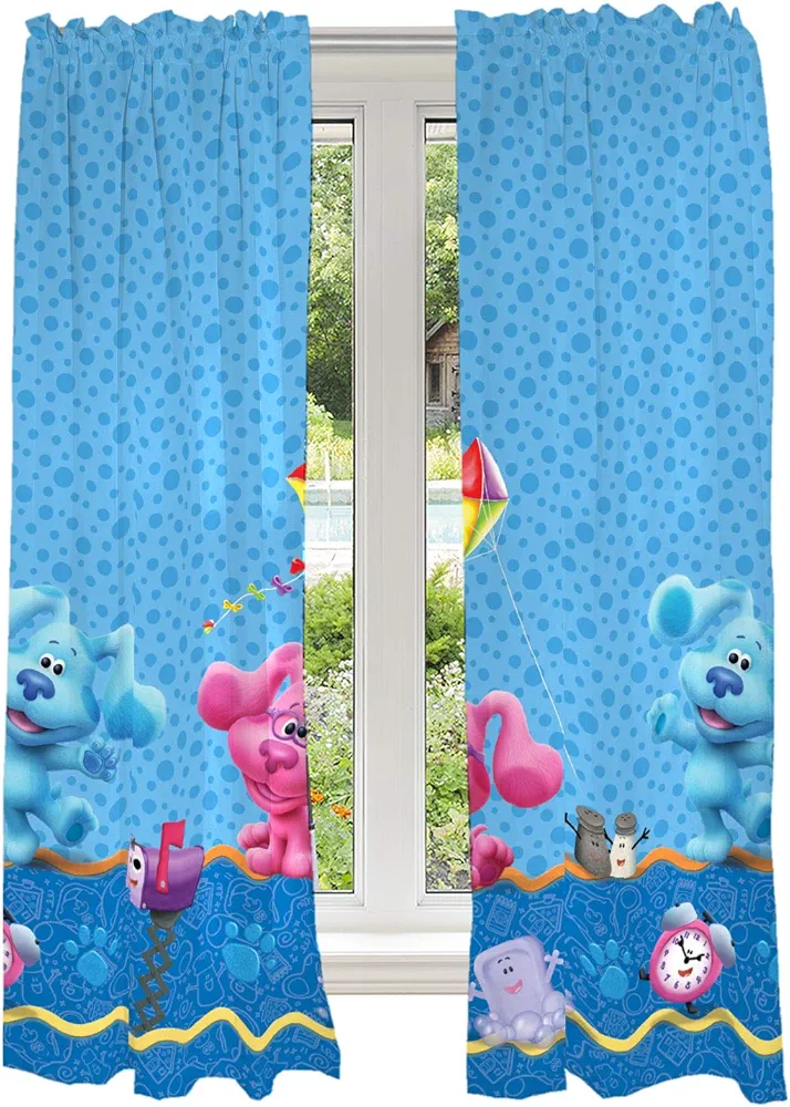 Franco Kids Room Window Curtain Panels Drapes Set, 82 in x 63 in, Blues Clues