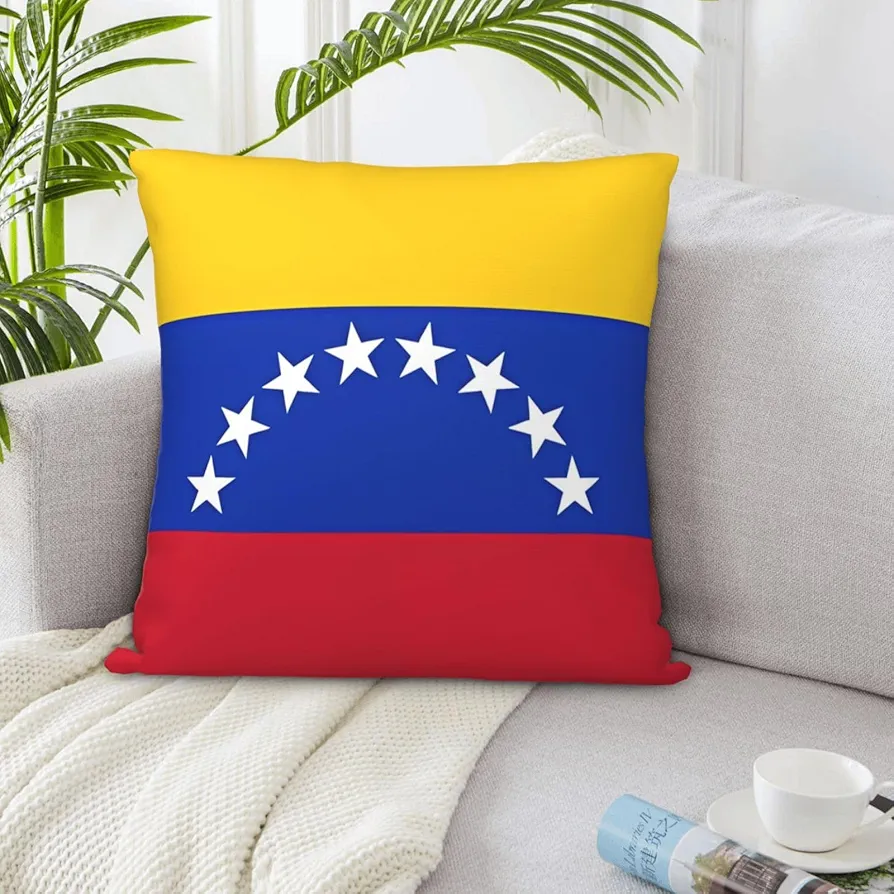 Decorative Throw Pillow Covers 12"x12" Double Sided Pillow Covers for Sofa Flag of Venezuela Couch Throw Pillow Cases Soft Plush Cushion Case Square Cushion Cover for Living Room