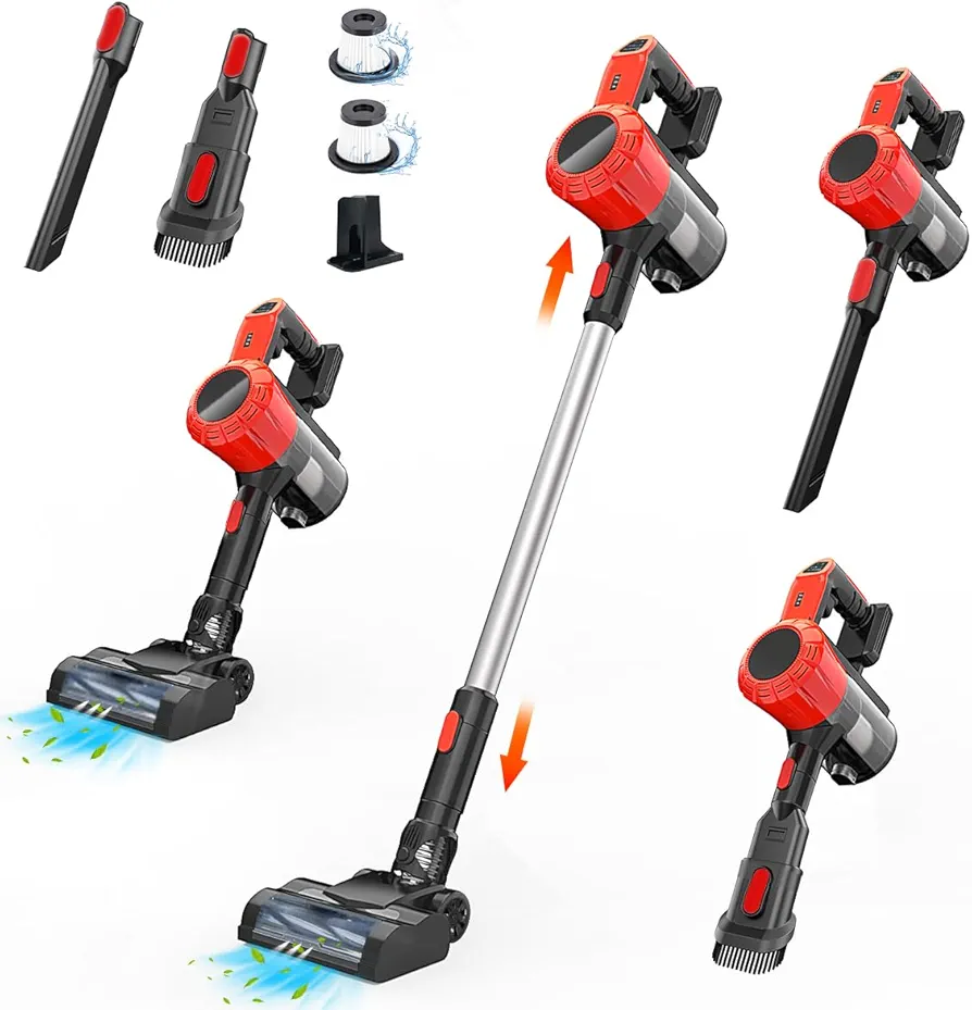 Cordless Vacuum Cleaner for Milwaukee M18 18V Batteries, 375W 30KPA 6 in 1 for Home with Wall Bracket, Stick Vacuum Cleaner Rechargeable for Hard Floor Carpet Car Pet Hair Cleaning (NO Battery)