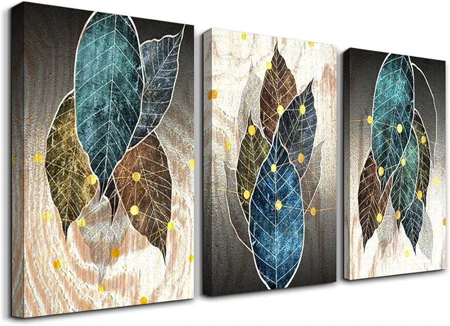 Abstract Canvas Wall Art For Living Room Family Wall Decor For Bedroom Kitchen Artwork Abstract Leaves Canvas Prints Painting Modern Office Wall Pictures Bathroom Home Decorations 12" X 16" 3 Pieces