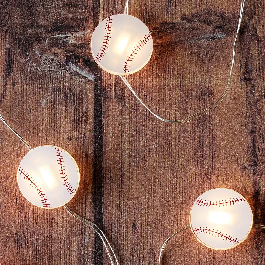 Lights4fun, Inc. 20 Baseball Battery Operated Micro LED Indoor Silver Wire String Lights