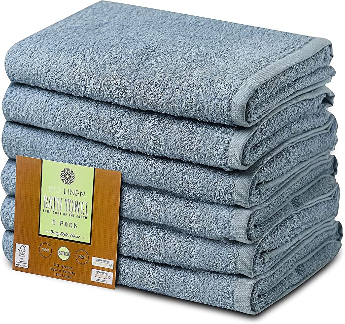 Cotton Bath Towels Set Blue 22" x 44" Pack of 6 Ultra Soft 100% Cotton Bath Towel Blue Highly Absorbent Daily Usage Bath Towel Ideal for Pool Home Gym Spa Hotel